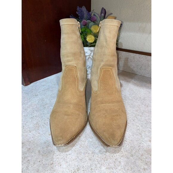 Matisse Flash Natural Suede Leather Pointed Mid-Calf Boots Western Size 7 - Picture 6 of 10